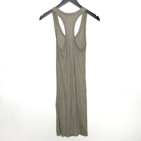 BCBGMaxazria Hazel Tank Dress in Gravel Taupe Lyocell Ribbed Knit Racerback M - Picture 4 of 11